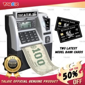 Talgic Kids Piggy Bank ATM Toy, a fun, interactive way to teach kids about money savings. With a realistic ATM keypad, password security, and the ability to save both coins and bills, it??s perfect for birthdays, holidays, TALGICKEV