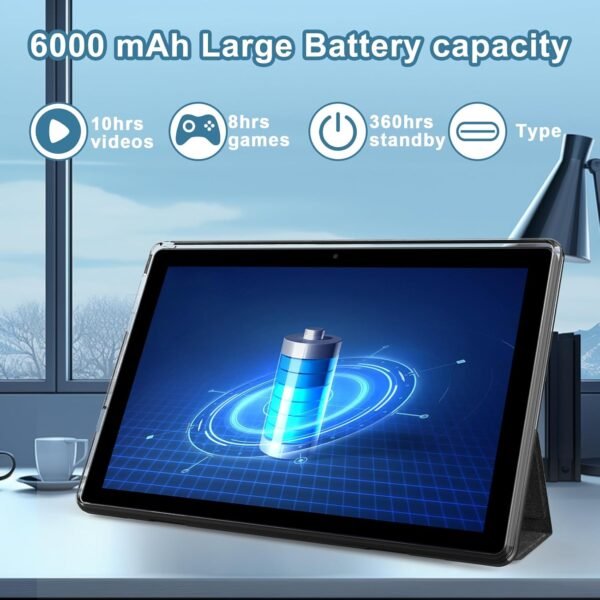 Tablet Android 15, 10 inch 2 in 1 Tablets with Keyboard Mouse Case Stylus, 12GB+64GB+1TB Expand Tablet, 1.8Ghz Quad-core CPU, 1280*800 IPS Touch Screen Computer, 5G Wi-Fi6 BT 5, 6000mAH Battery Tab PC - Image 2