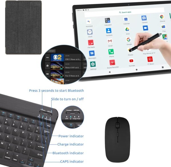 Tablet Android 15, 10 inch 2 in 1 Tablets with Keyboard Mouse Case Stylus, 12GB+64GB+1TB Expand Tablet, 1.8Ghz Quad-core CPU, 1280*800 IPS Touch Screen Computer, 5G Wi-Fi6 BT 5, 6000mAH Battery Tab PC - Image 7