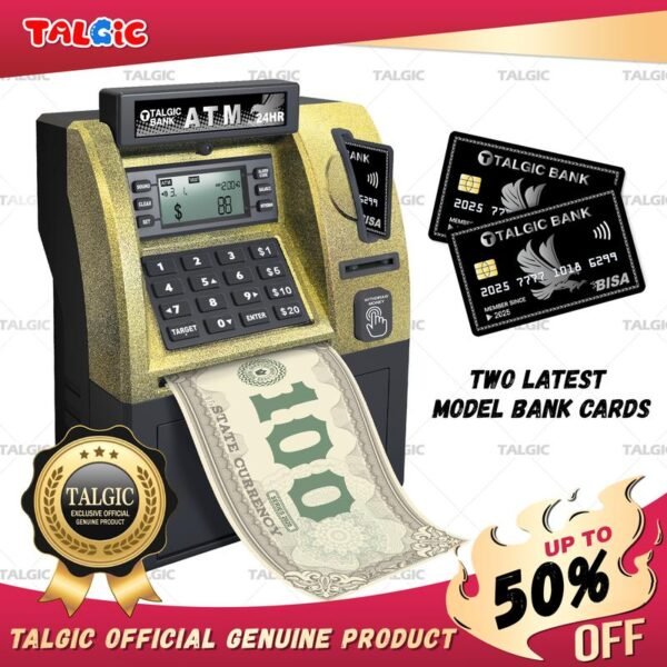 Talgic Kids Piggy Bank ATM Toy, a fun, interactive way to teach kids about money savings. With a realistic ATM keypad, password security, and the ability to save both coins and bills, it??s perfect for birthdays, holidays, TALGICKEV - Image 6